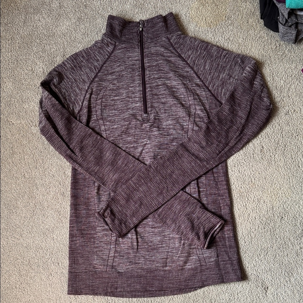 lululemon athletica Heathered Long Sleeve Half Zip Top - Deep Purple Size 10